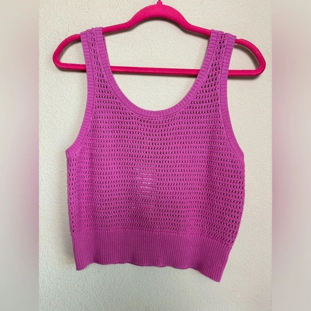 NWT Skies Are Blue Isla Rose Violet Lose Knit Crochet Tank and Midi Skirt Set M - Picture 7 of 13